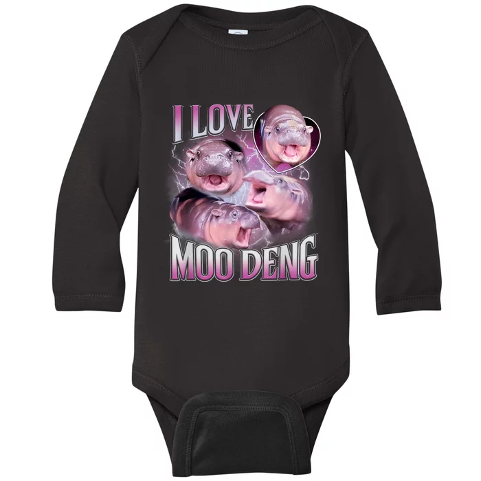 Moo Deng Baby Hippo Baby Long Sleeve Bodysuit