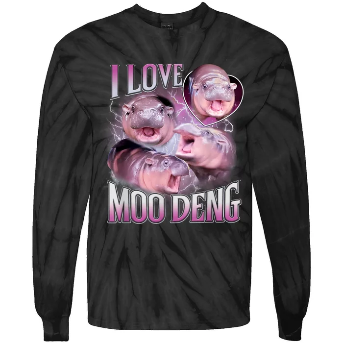 Moo Deng Baby Hippo Tie-Dye Long Sleeve Shirt