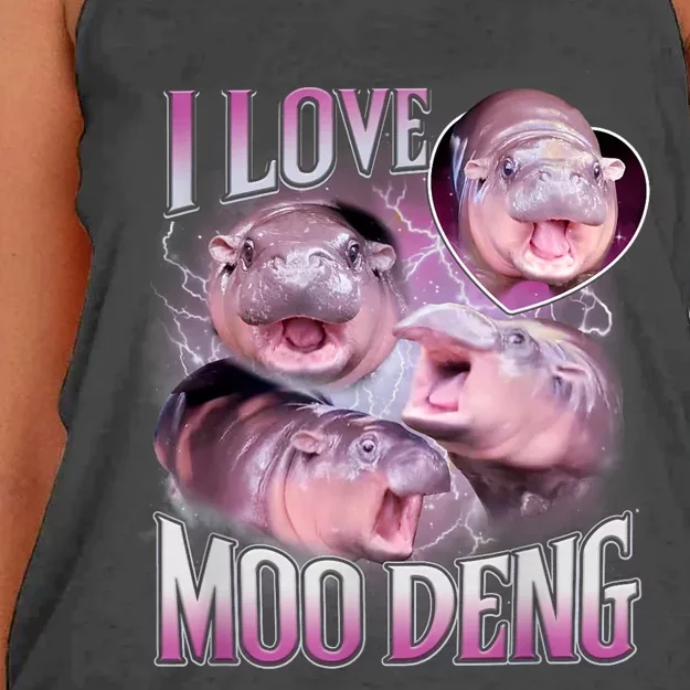 Moo Deng Baby Hippo Women's Knotted Racerback Tank