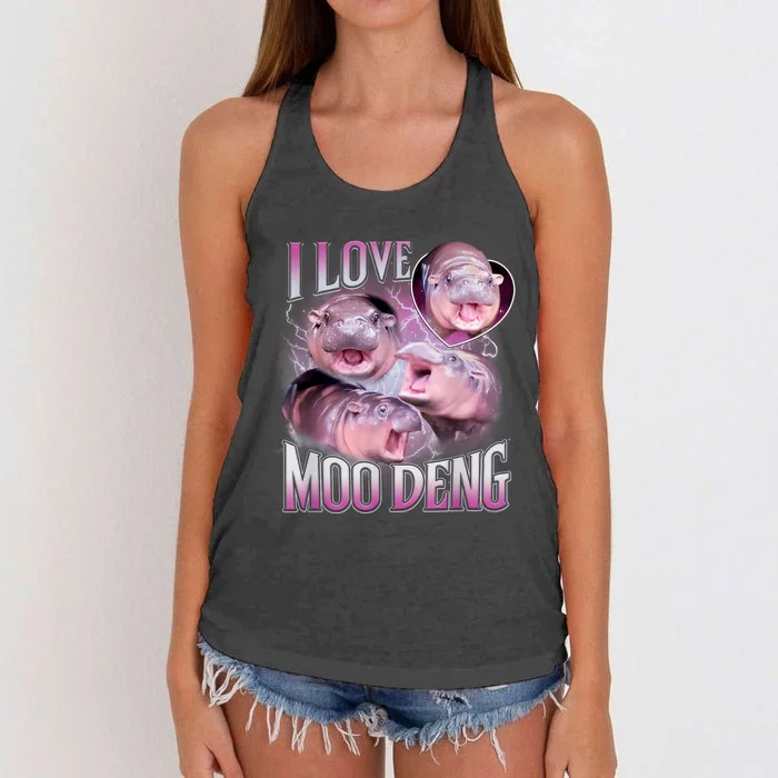 Moo Deng Baby Hippo Women's Knotted Racerback Tank