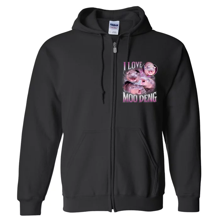 Moo Deng Baby Hippo Full Zip Hoodie