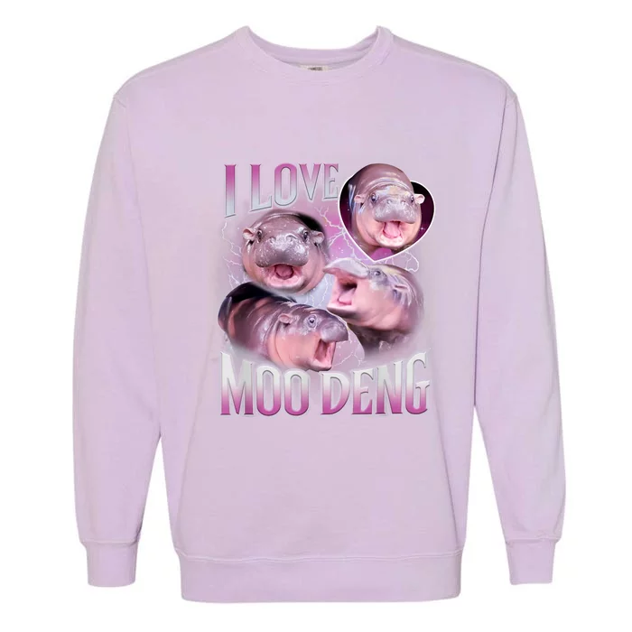 Moo Deng Baby Hippo Garment-Dyed Sweatshirt