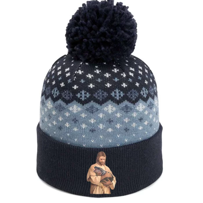 Moo Deng Baby Hippo The Baniff Cuffed Pom Beanie