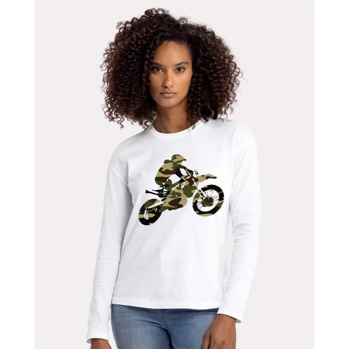 Motocross Dirt Bike Racing Shirts Camo Camouflage Womens Cotton Relaxed Long Sleeve T-Shirt