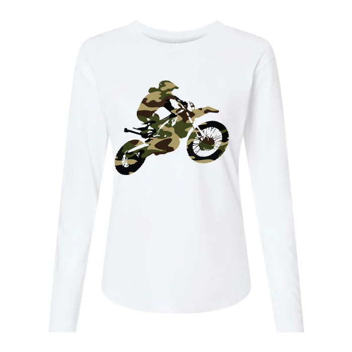 Motocross Dirt Bike Racing Shirts Camo Camouflage Womens Cotton Relaxed Long Sleeve T-Shirt