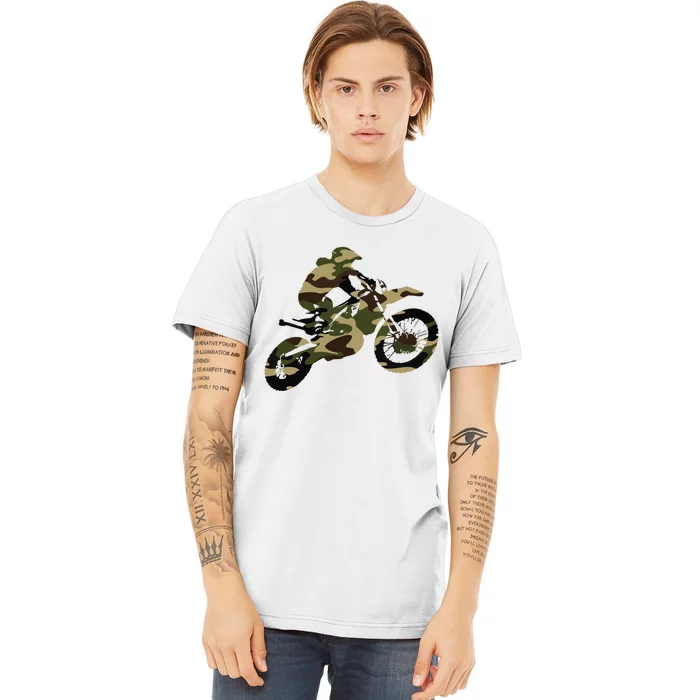 Motocross Dirt Bike Racing Shirts Camo Camouflage Premium T-Shirt