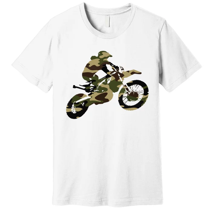 Motocross Dirt Bike Racing Shirts Camo Camouflage Premium T-Shirt