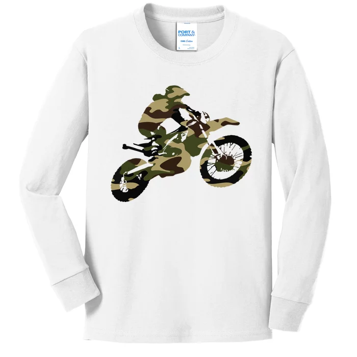 Motocross Dirt Bike Racing Shirts Camo Camouflage Kids Long Sleeve Shirt