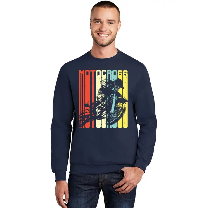 Motocross Dirt Bike Rider Retro Vintage Motorcycle Gifts Men Tall Sweatshirt