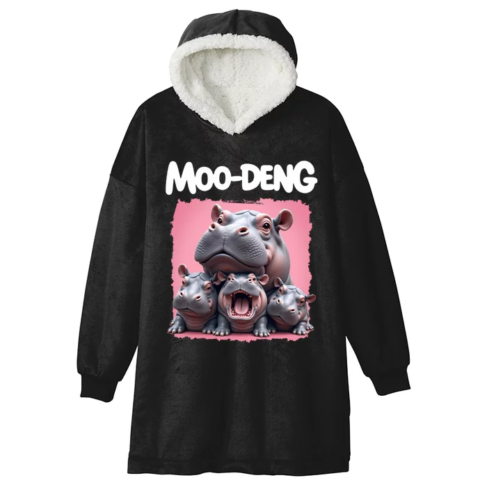 Moo Deng Baby Pygmy Hippos Thailand Hooded Wearable Blanket