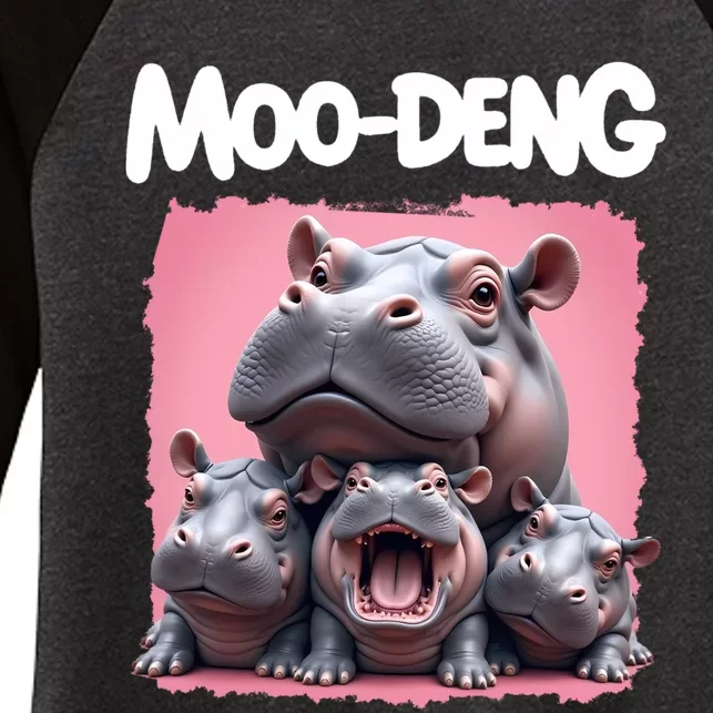 Moo Deng Baby Pygmy Hippos Thailand Women's Tri-Blend 3/4-Sleeve Raglan Shirt