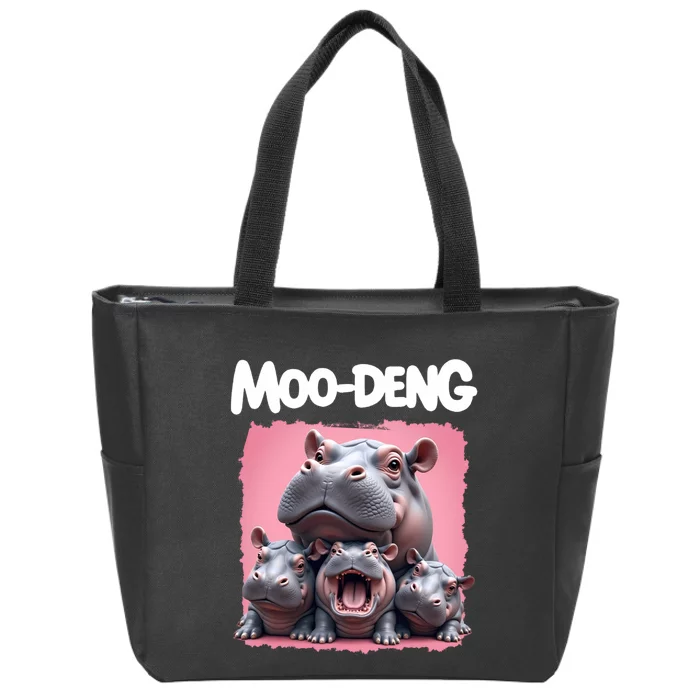 Moo Deng Baby Pygmy Hippos Thailand Zip Tote Bag