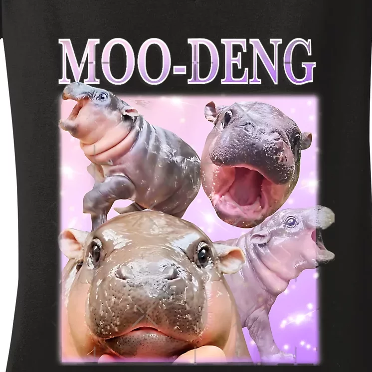 Moo Deng Baby Pygmy Hippos Thailand Women's V-Neck T-Shirt