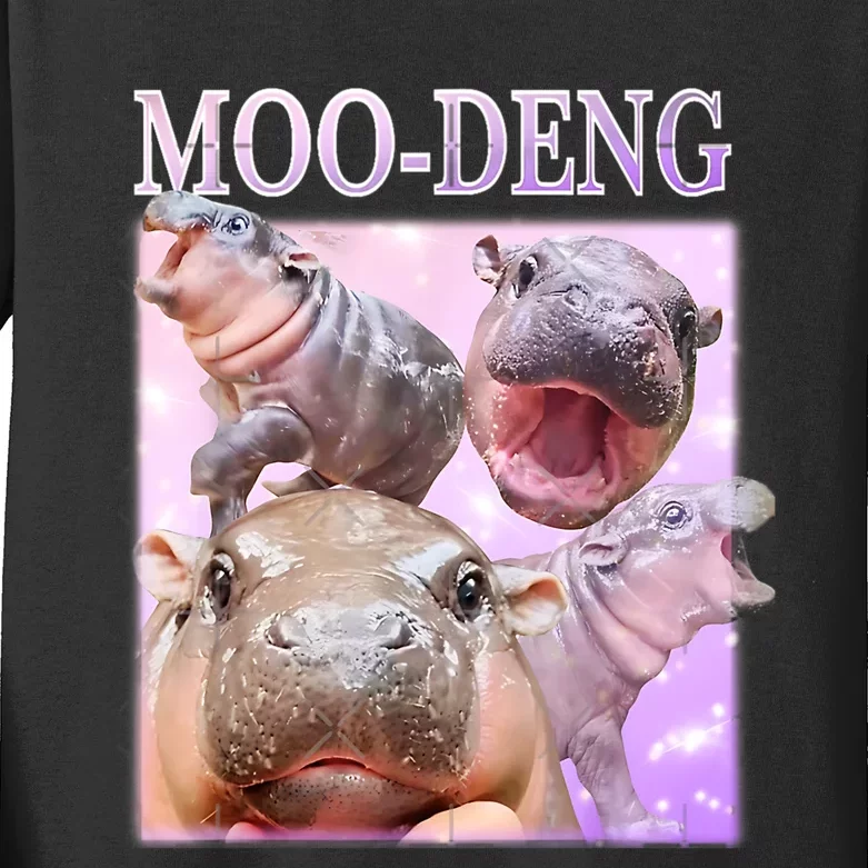 Moo Deng Baby Pygmy Hippos Thailand Kids Long Sleeve Shirt