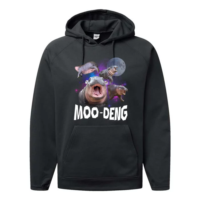 Moo Deng Baby Pygmy Hippos Thailand Performance Fleece Hoodie