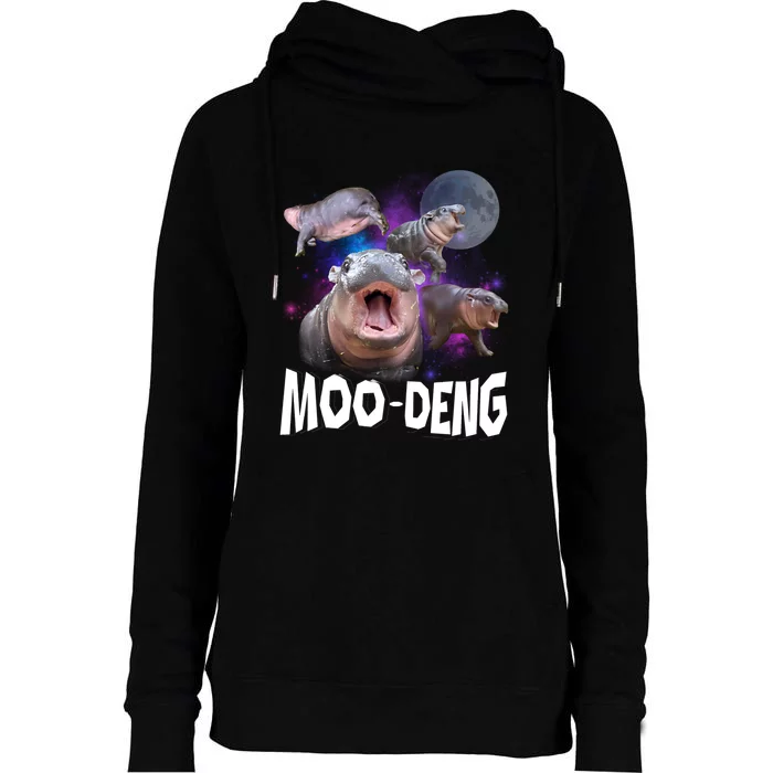 Moo Deng Baby Pygmy Hippos Thailand Womens Funnel Neck Pullover Hood