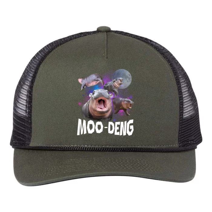 Moo Deng Baby Pygmy Hippos Thailand Retro Rope Trucker Hat Cap