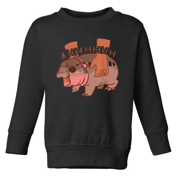 Moo Deng Bouncy Pig The Cute Baby Hippo Funny Gift Toddler Sweatshirt