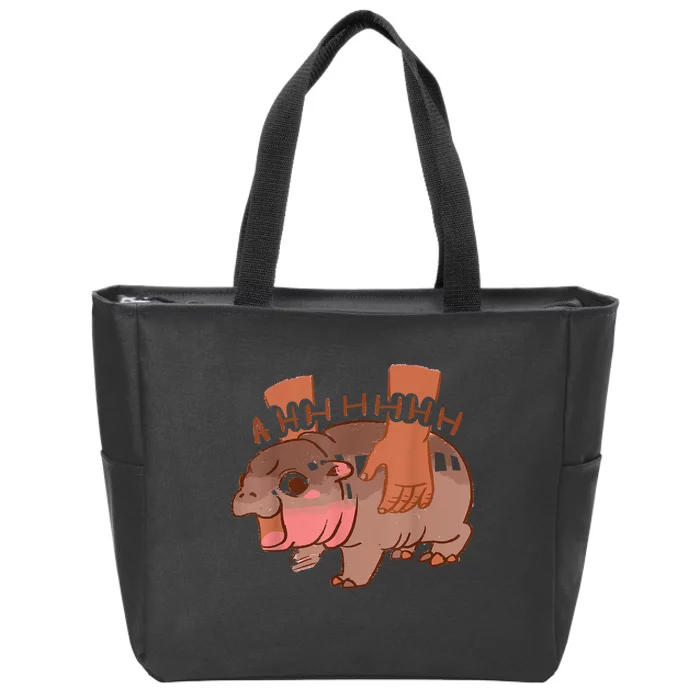 Moo Deng Bouncy Pig The Cute Baby Hippo Funny Gift Zip Tote Bag