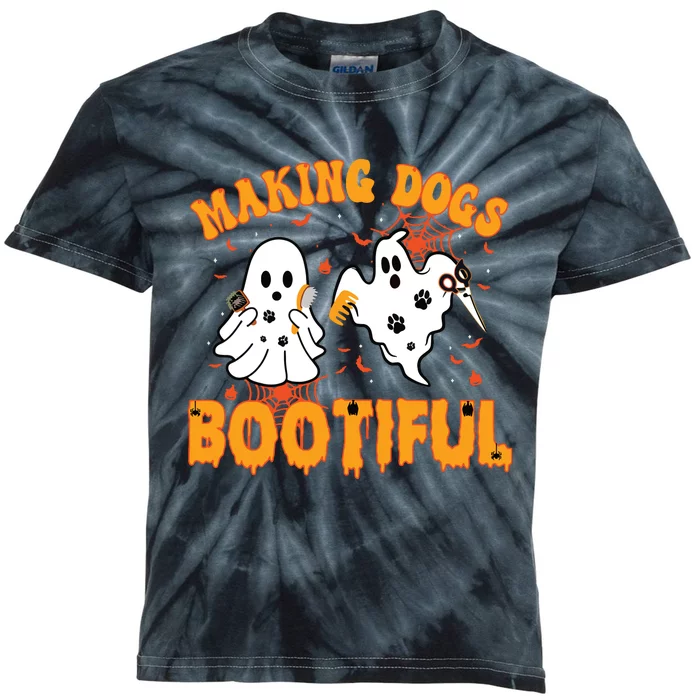 Making Dogs Bootiful Cute Dog Groomer Pet Grooming Halloween Kids Tie-Dye T-Shirt