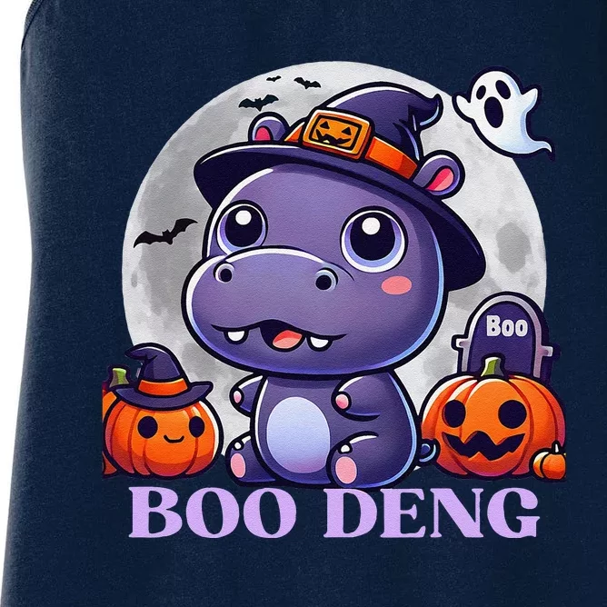 Moo Deng Bouncy Pig Baby Hippo Halloween Fun Women's Racerback Tank