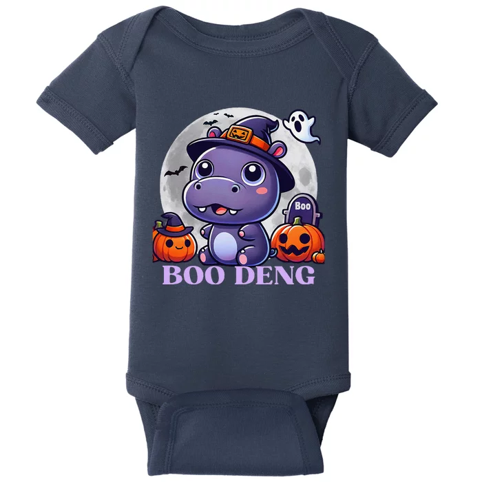 Moo Deng Bouncy Pig Baby Hippo Halloween Fun Baby Bodysuit