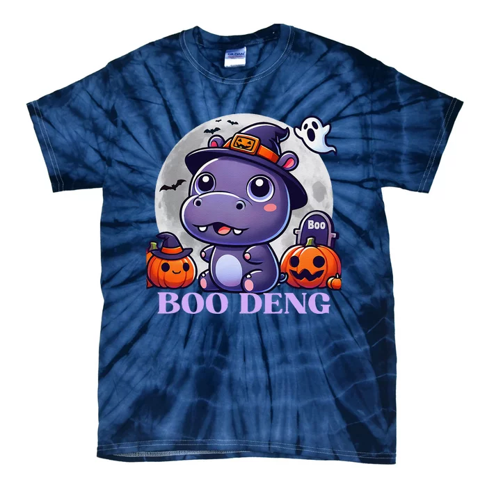 Moo Deng Bouncy Pig Baby Hippo Halloween Fun Tie-Dye T-Shirt