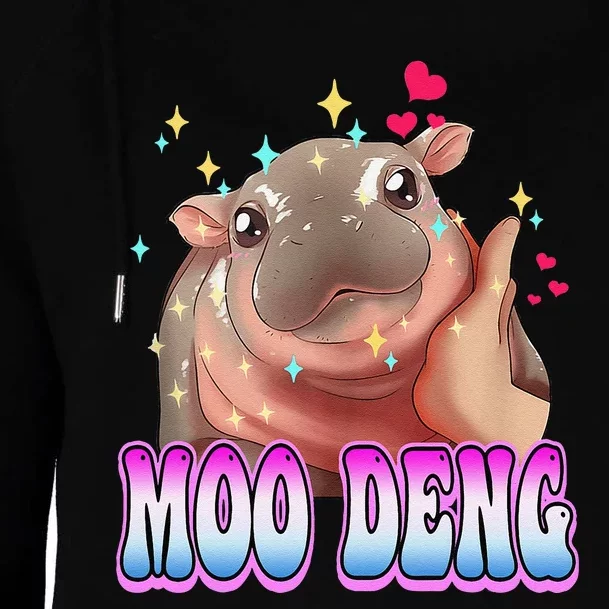 Moo Deng Bouncy Pig Cute Baby Pygmy Hippo Moodeng Lover Womens Funnel Neck Pullover Hood