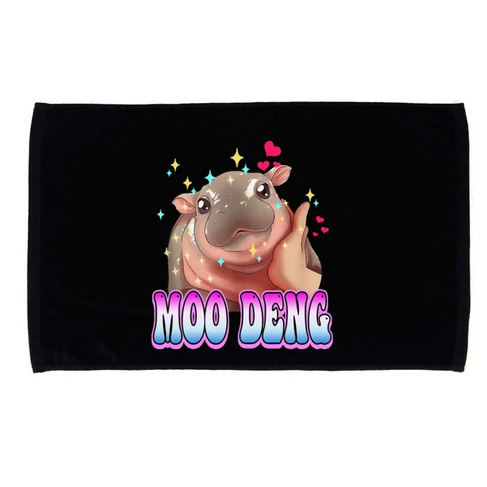 Moo Deng Bouncy Pig Cute Baby Pygmy Hippo Moodeng Lover Microfiber Hand Towel