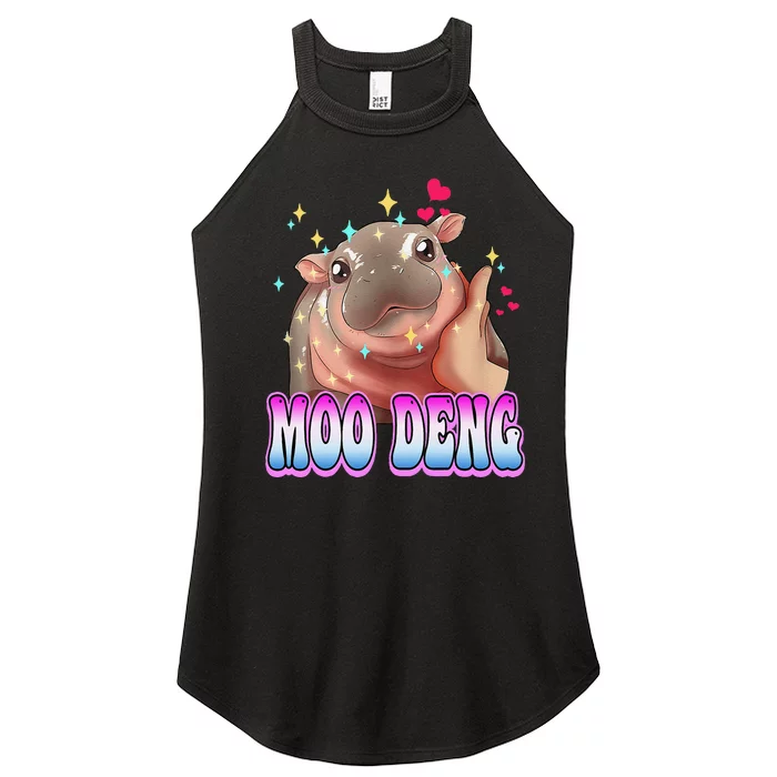 Moo Deng Bouncy Pig Cute Baby Pygmy Hippo Moodeng Lover Women’s Perfect Tri Rocker Tank