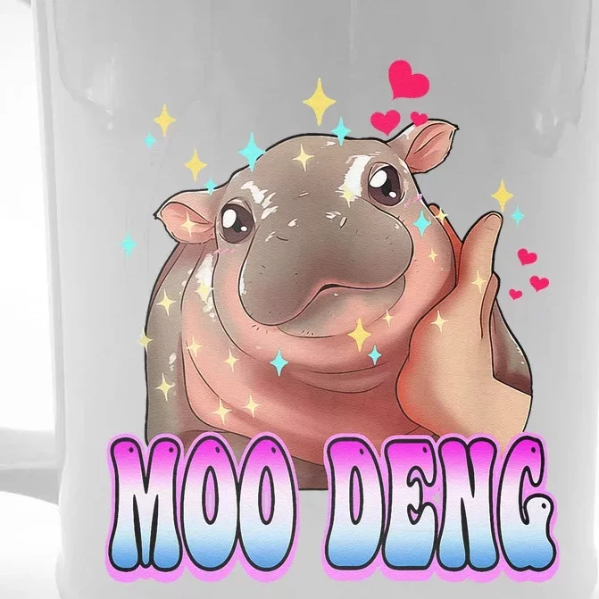 Moo Deng Bouncy Pig Cute Baby Pygmy Hippo Moodeng Lover Front & Back Beer Stein