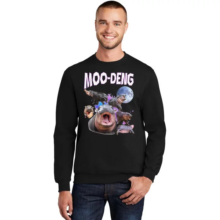 Moo Deng Bouncy Pig Cute Baby Pygmy Hippo Moon Meme Sweatshirt