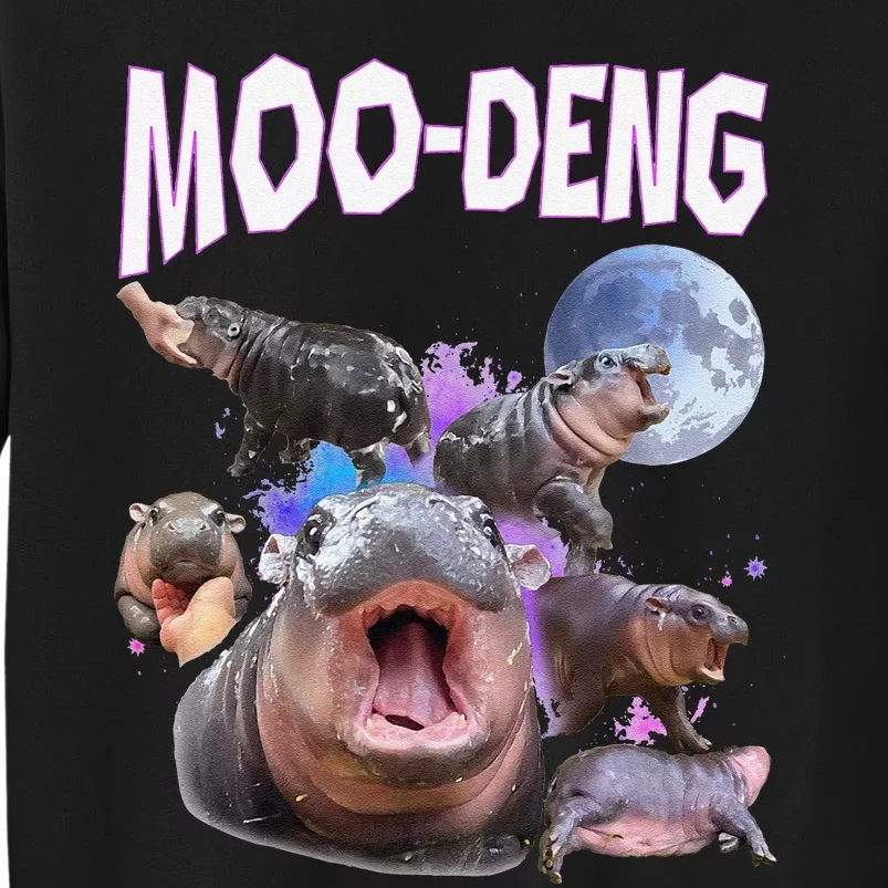 Moo Deng Bouncy Pig Cute Baby Pygmy Hippo Moon Meme Sweatshirt