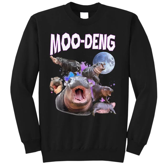 Moo Deng Bouncy Pig Cute Baby Pygmy Hippo Moon Meme Sweatshirt