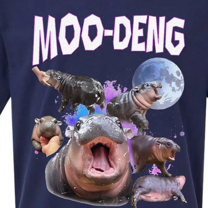 Moo Deng Bouncy Pig Cute Baby Pygmy Hippo Moon Meme Sueded Cloud Jersey T-Shirt