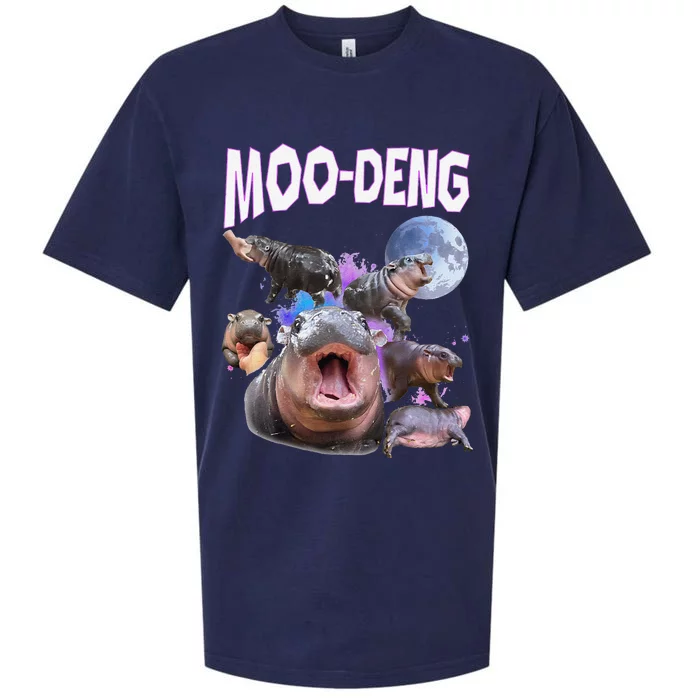 Moo Deng Bouncy Pig Cute Baby Pygmy Hippo Moon Meme Sueded Cloud Jersey T-Shirt