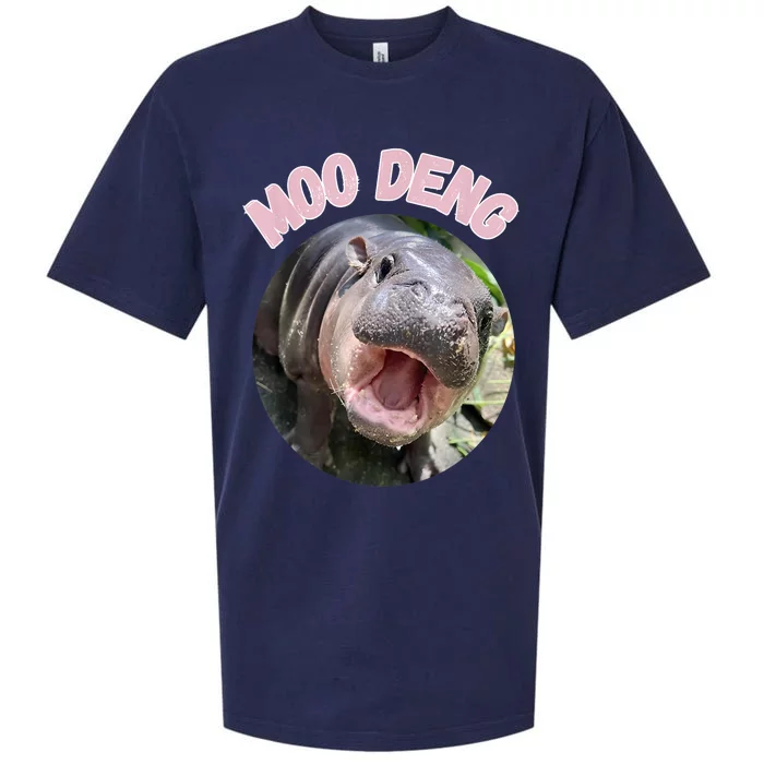 Moo Deng Bouncy Pig In Thai Picture The Cute Baby Hippo Gift Sueded Cloud Jersey T-Shirt