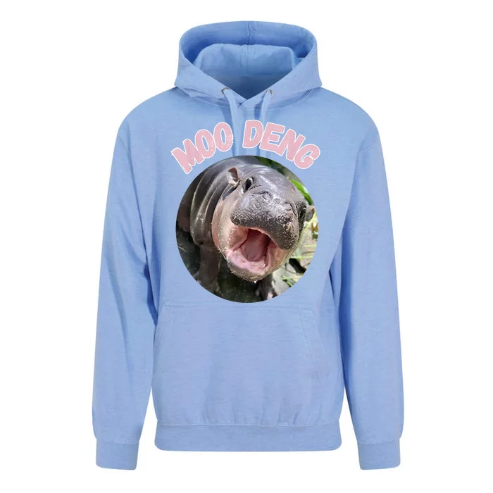 Moo Deng Bouncy Pig In Thai Picture The Cute Baby Hippo Gift Unisex Surf Hoodie