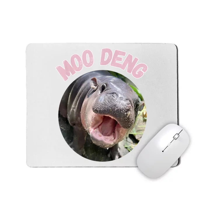 Moo Deng Bouncy Pig In Thai Picture The Cute Baby Hippo Gift Mousepad