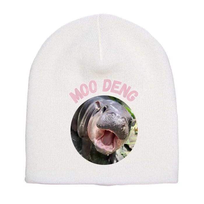 Moo Deng Bouncy Pig In Thai Picture The Cute Baby Hippo Gift Short Acrylic Beanie