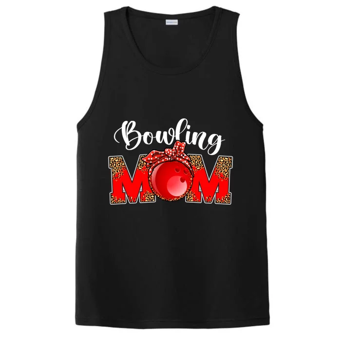 Mothers Day Bowling Mom Leopard Game Day Mom Life Cute Gift Performance Tank