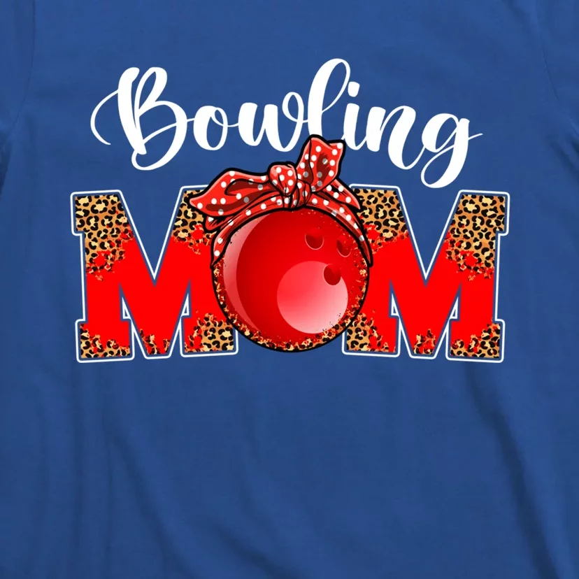 Mothers Day Bowling Mom Leopard Game Day Mom Life Cute Gift T-Shirt