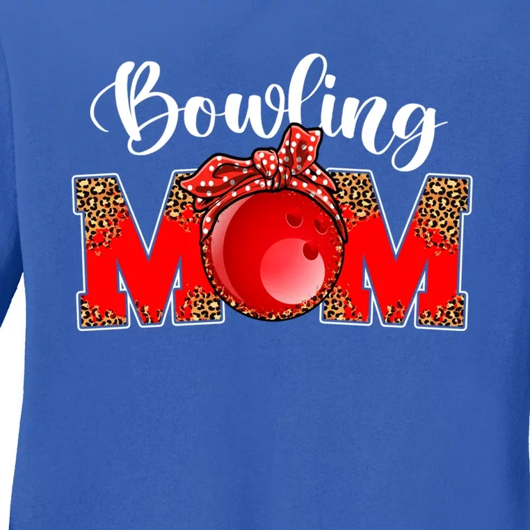 Mothers Day Bowling Mom Leopard Game Day Mom Life Cute Gift Ladies Long Sleeve Shirt