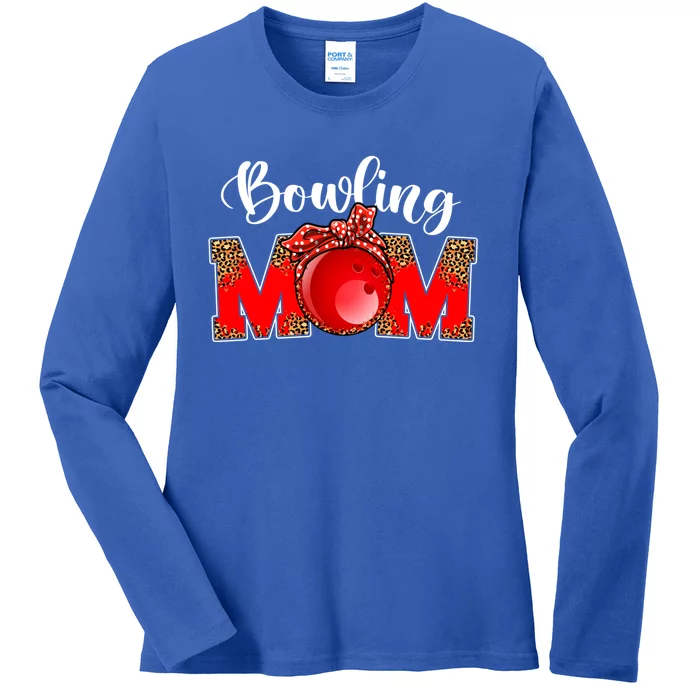 Mothers Day Bowling Mom Leopard Game Day Mom Life Cute Gift Ladies Long Sleeve Shirt