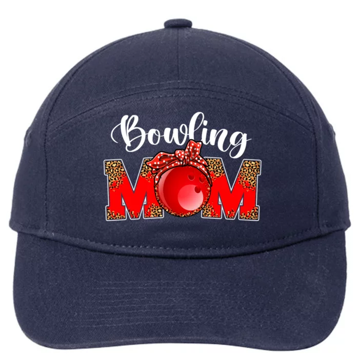 Mothers Day Bowling Mom Leopard Game Day Mom Life Cute Gift 7-Panel Snapback Hat