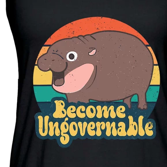 Moo Deng Become Ungovernable Ladies Essential Flowy Tank