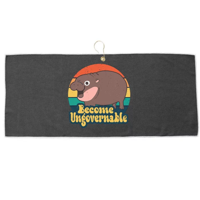 Moo Deng Become Ungovernable Large Microfiber Waffle Golf Towel