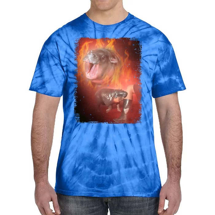 Moo Deng Bouncy Pig In Thai Fire Picture The Cute Baby Hippo Tie-Dye T-Shirt