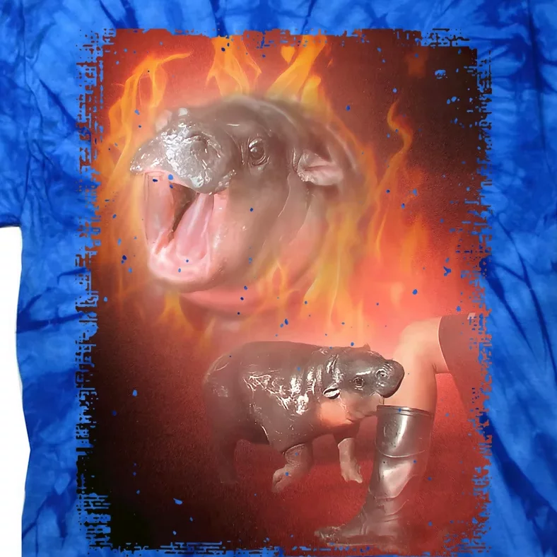 Moo Deng Bouncy Pig In Thai Fire Picture The Cute Baby Hippo Tie-Dye T-Shirt