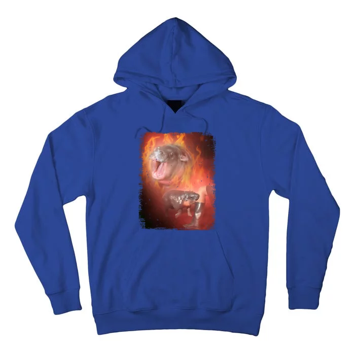 Moo Deng Bouncy Pig In Thai Fire Picture The Cute Baby Hippo Tall Hoodie